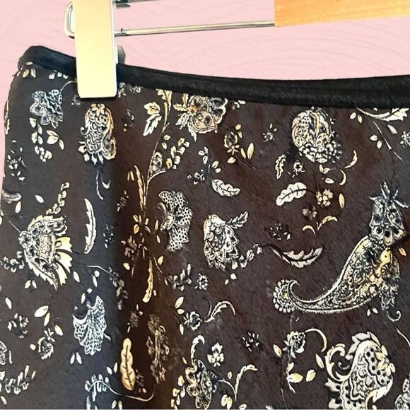 Vintage 90s brown paisley skirt lettuce hem ruffled - Picture 3 of 13